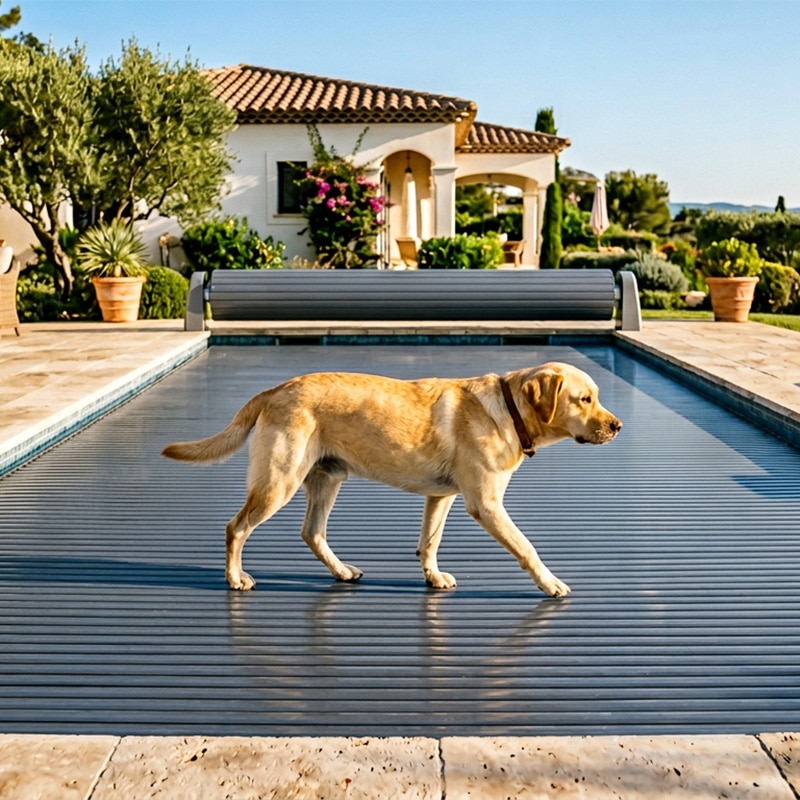Terrasse mobile BORVO DECK 3-en-1 pour piscine - terrasse, plage et protection, motorisable, fabrication française